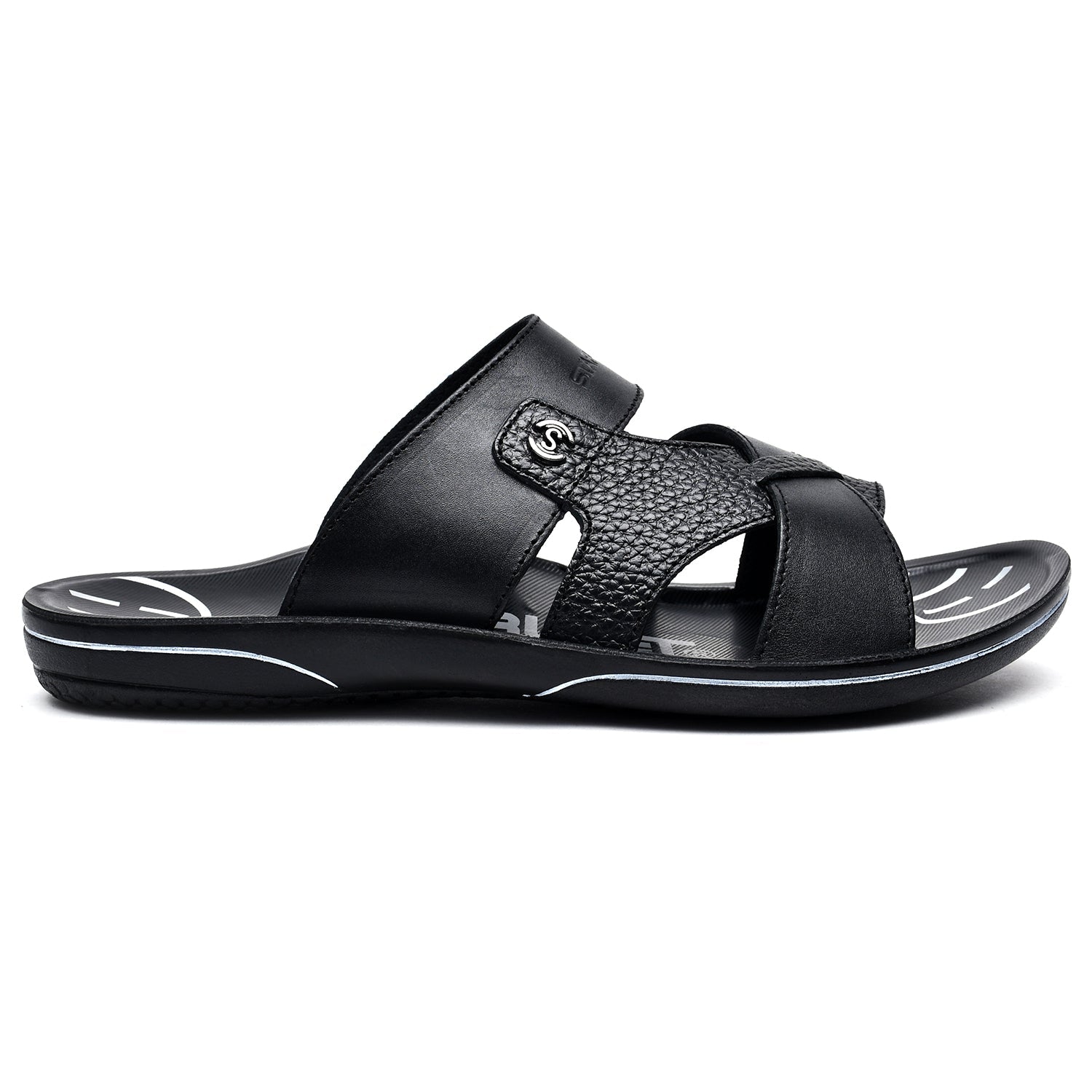 LEATHER SLIPPER - GR-1434 BLACK