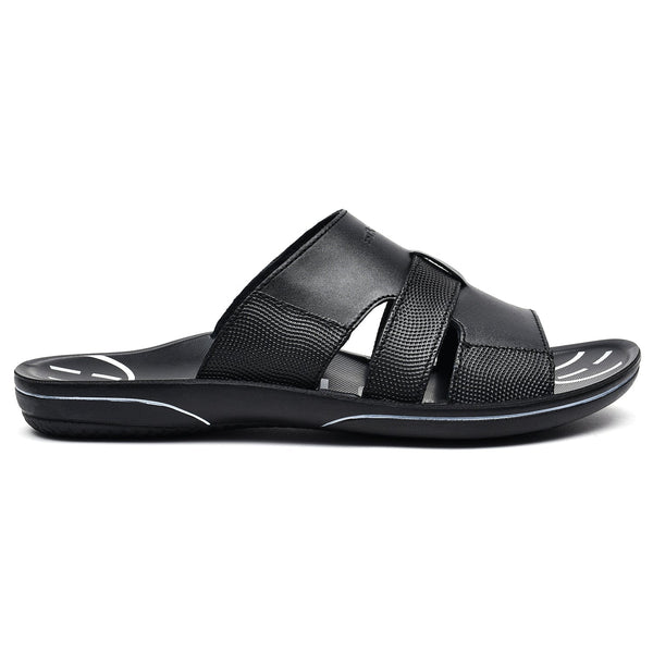 LEATHER SLIPPER - GR-1435 BLACK