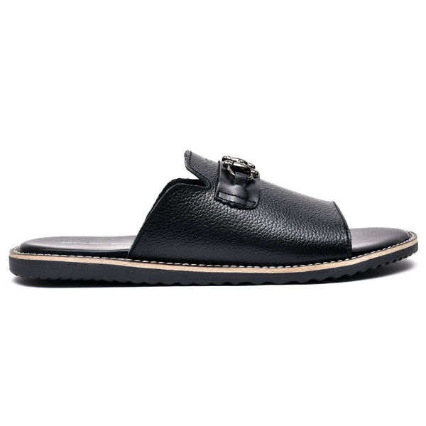 LEATHER SLIPPER - GEOX-019 BLACK