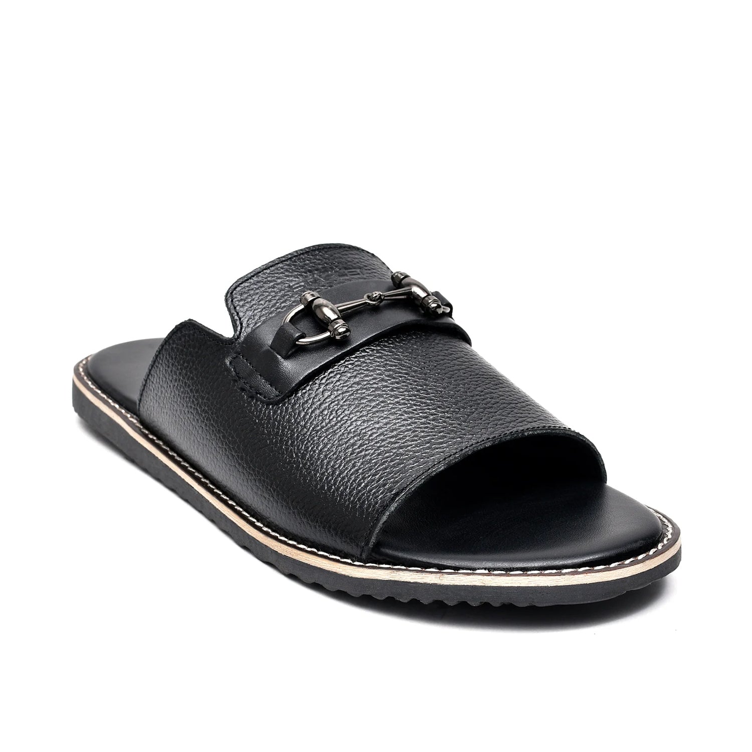LEATHER SLIPPER - GEOX-019 BLACK