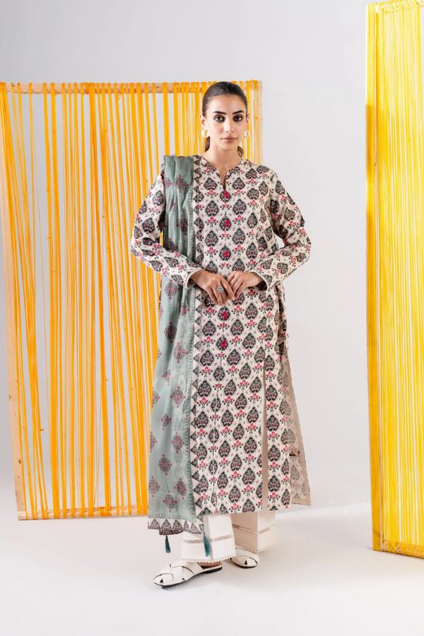 3 PIECE - PRINTED LAWN SUIT - MLD1-01