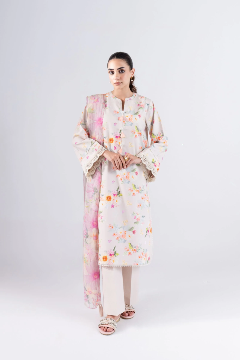 3 PIECE - PRINTED LAWN SUIT - MLD1-08