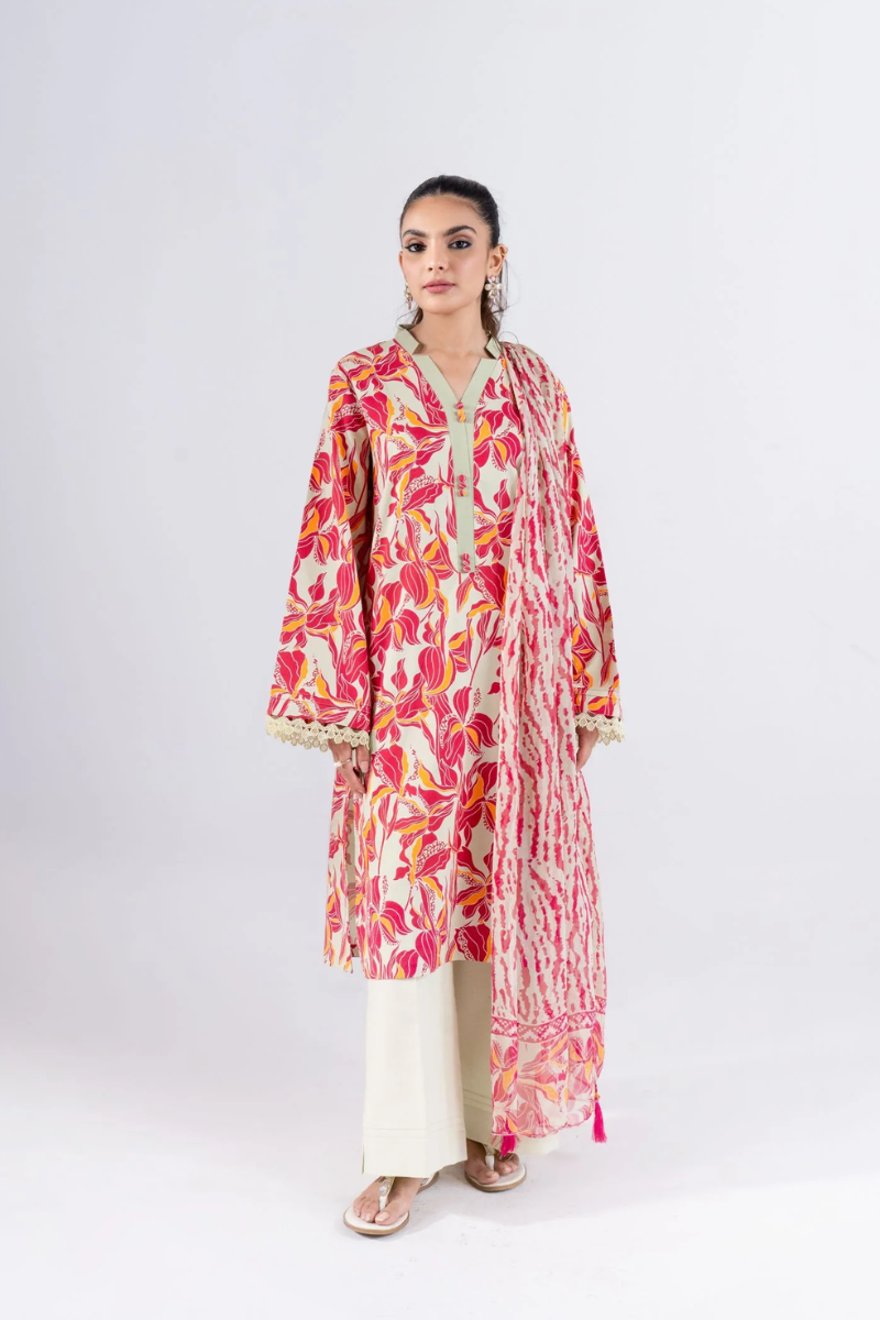 3 PIECE - PRINTED LAWN SUIT - MLD1-09