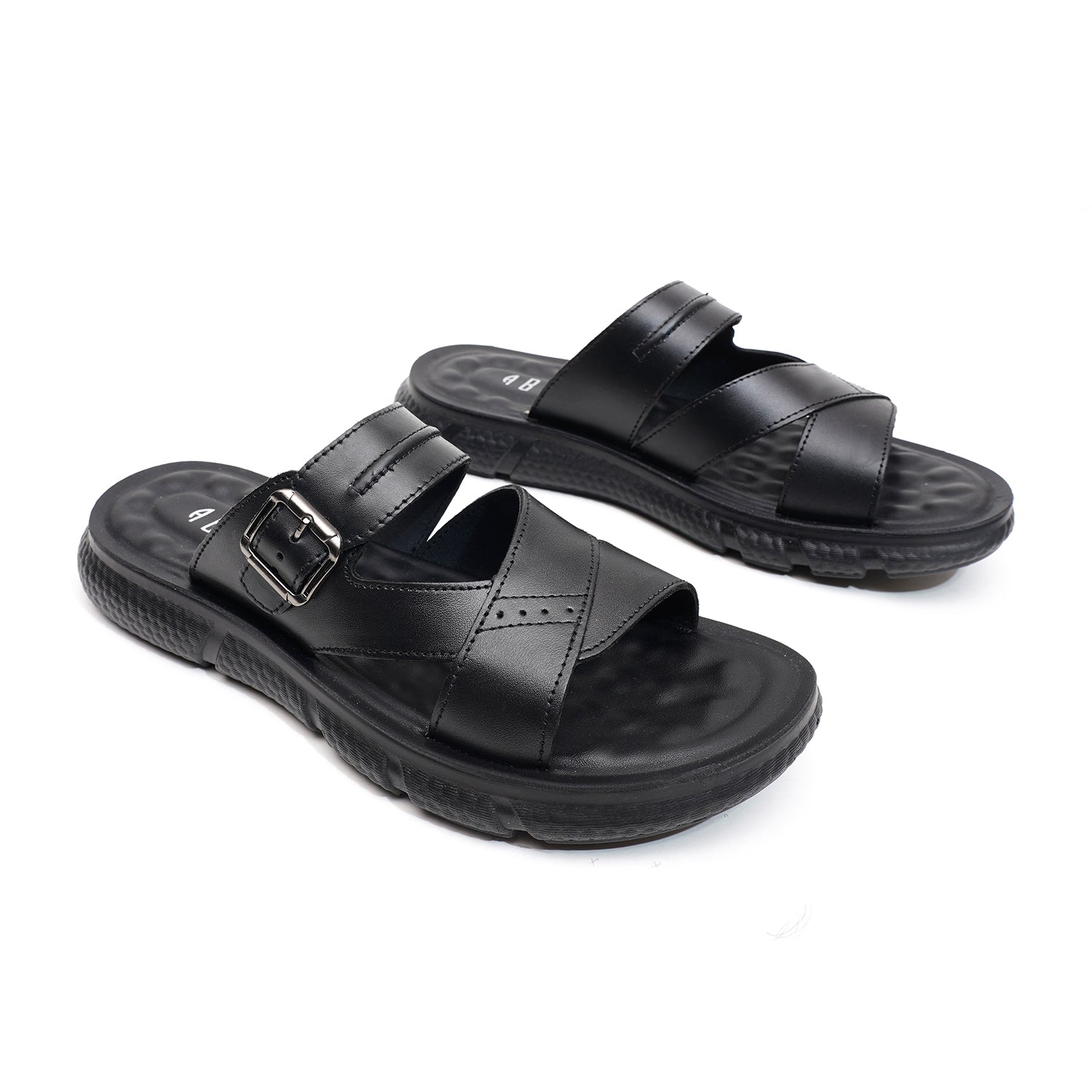 LEATHER SLIPPER - NLE-005 BLACK