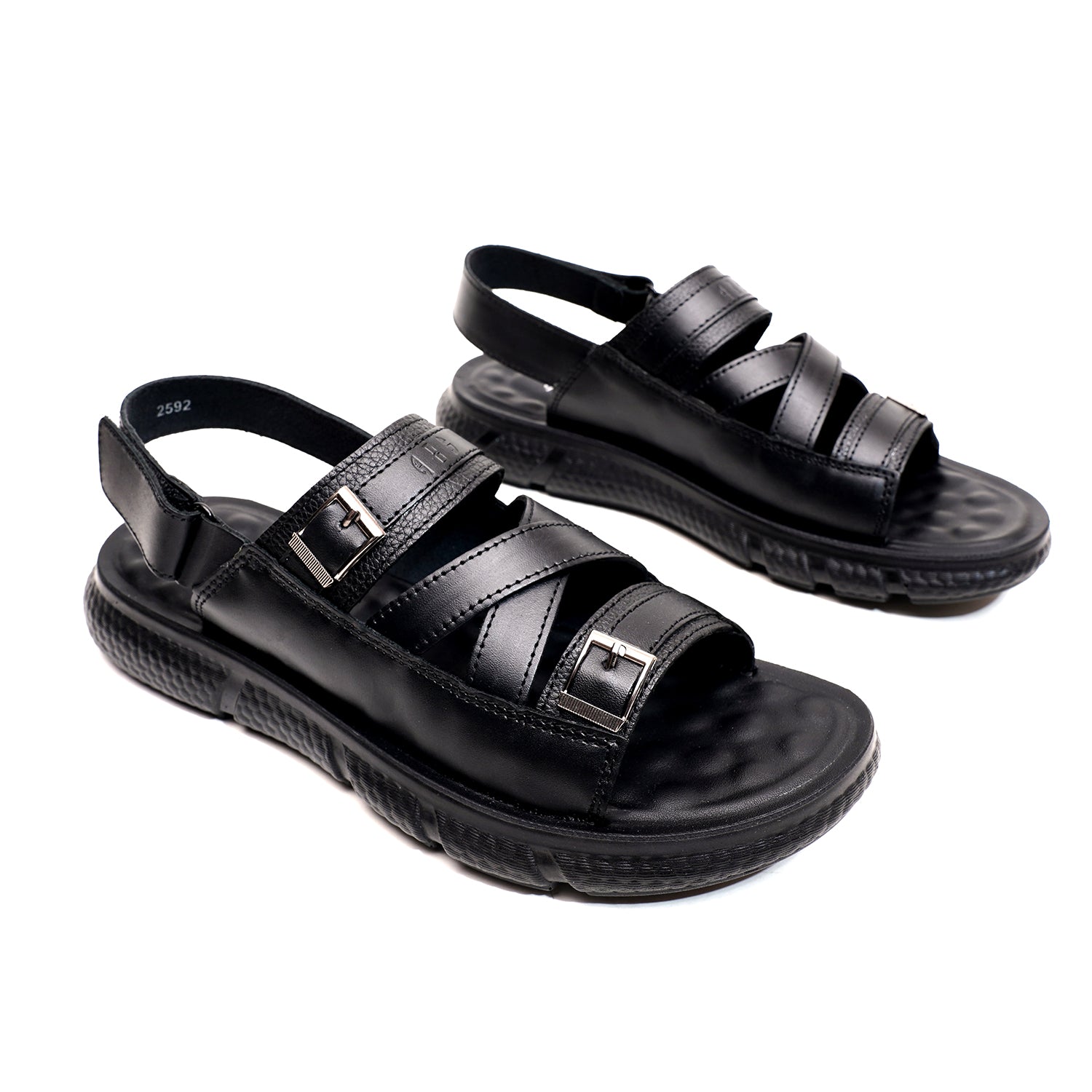 LEATHER SANDAL -NLE-106 BLACK