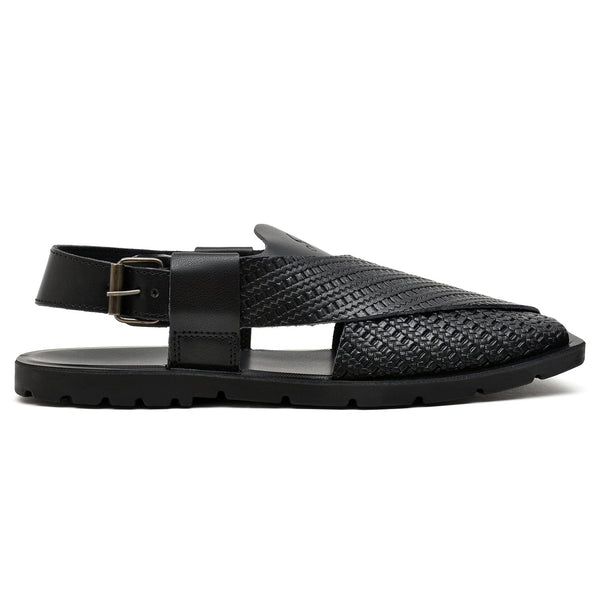 LEATHER PESHAWARI  CHAPPAL - NPT-08 BLACK