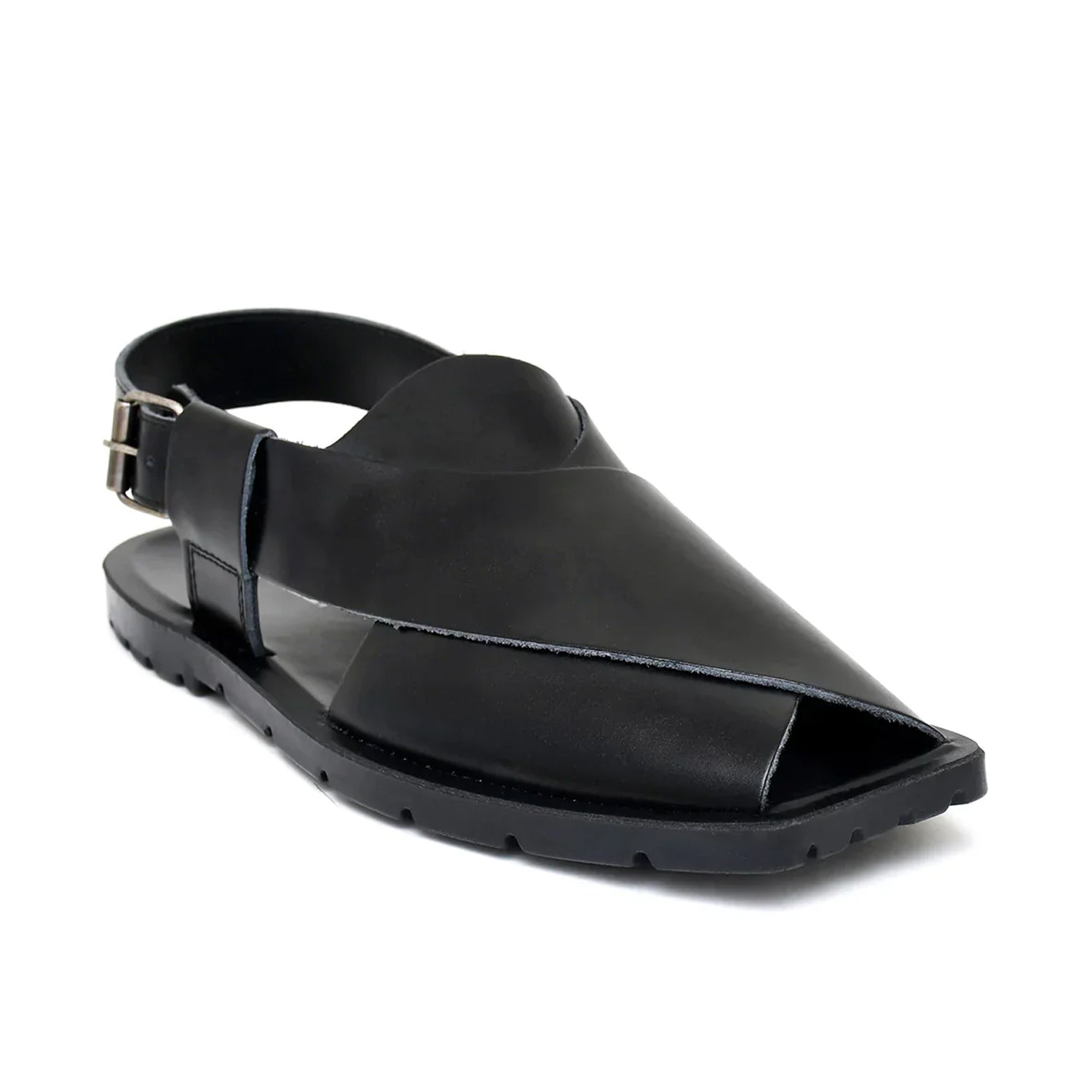 LEATHER PESHAWARI  CHAPPAL - NPT-01 BLACK