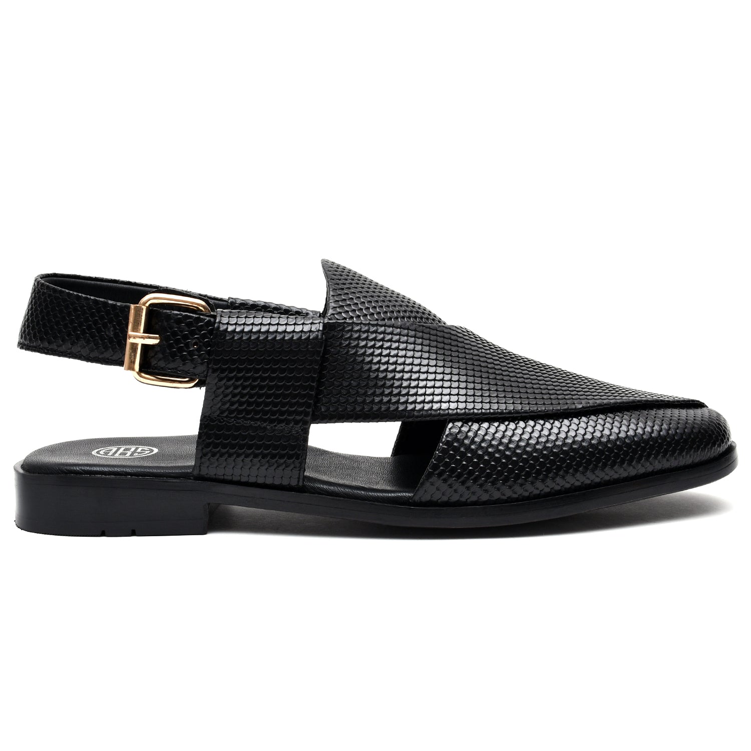 LEATHER PESHAWARI CHAPPAL - P-170 BLACK