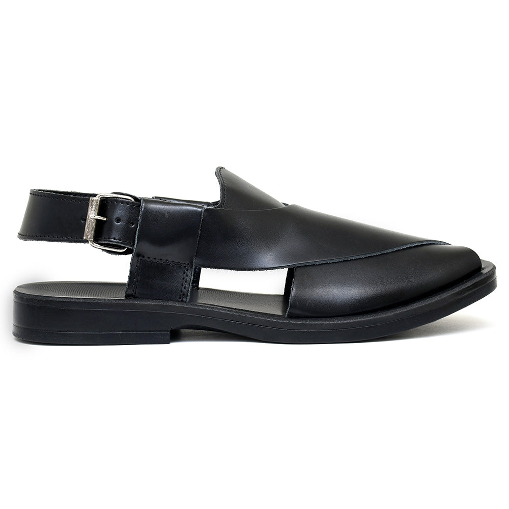LEATHER PESHAWARI  CHAPPAL - PS-1501 BLACK