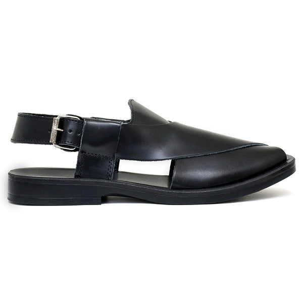 LEATHER PESHAWARI  CHAPPAL - PS-1501 BLACK