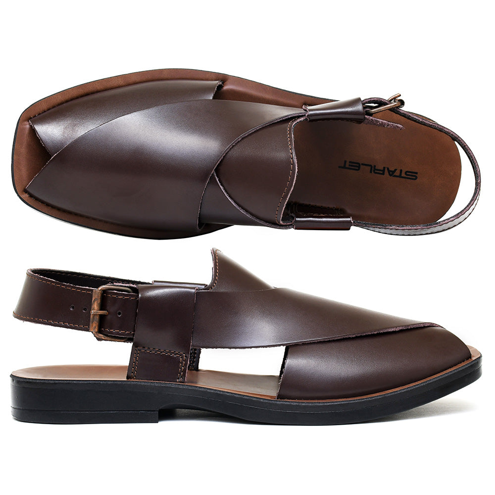 LEATHER PESHAWARI  CHAPPAL - PS-1501 BROWN