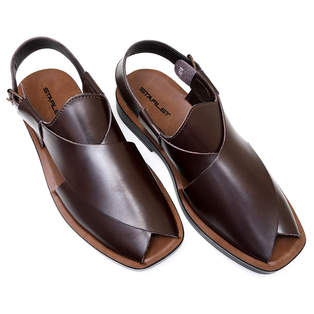 LEATHER PESHAWARI  CHAPPAL - PS-1501 BROWN
