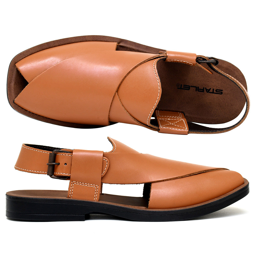 LEATHER PESHAWARI  CHAPPAL - PS-1501 TAN