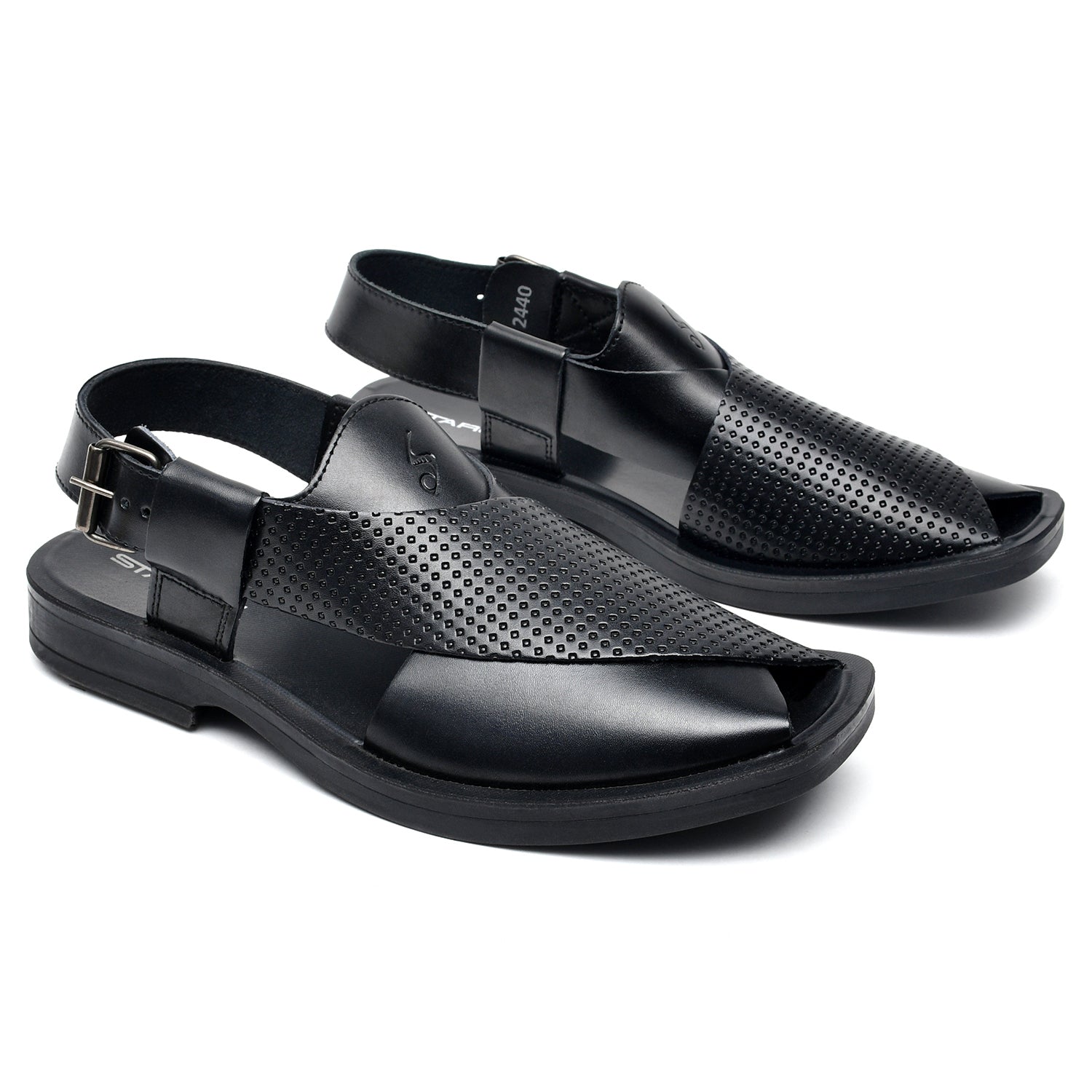LEATHER PESHAWARI CHAPPAL - PS-1515 BLACK