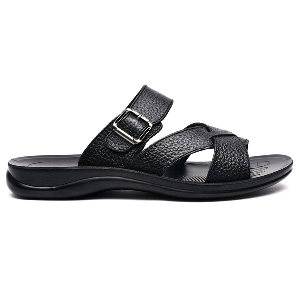 LEATHER SLIPPER - RF-184 BLACK