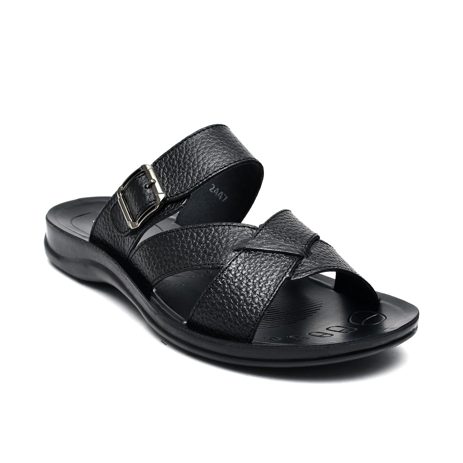 LEATHER SLIPPER - RF-184 BLACK