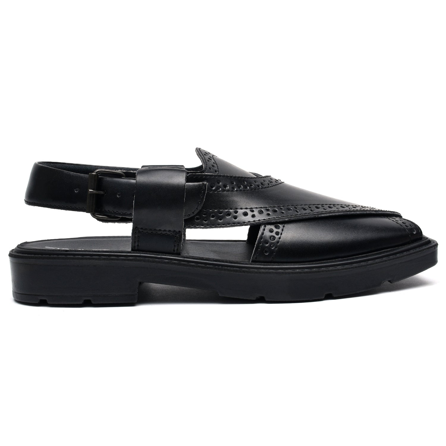 LEATHER PESHAWARI  CHAPPAL - PAHARI-005 BLACK
