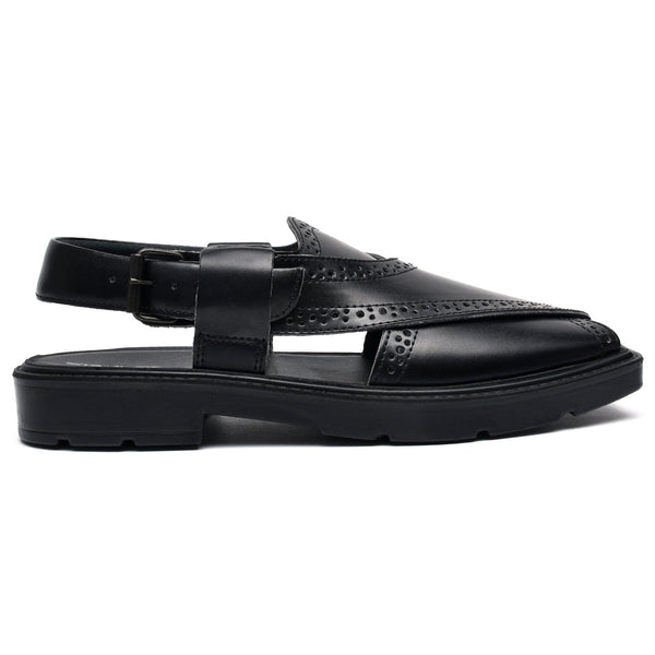 LEATHER PESHAWARI  CHAPPAL - PAHARI-005 BLACK