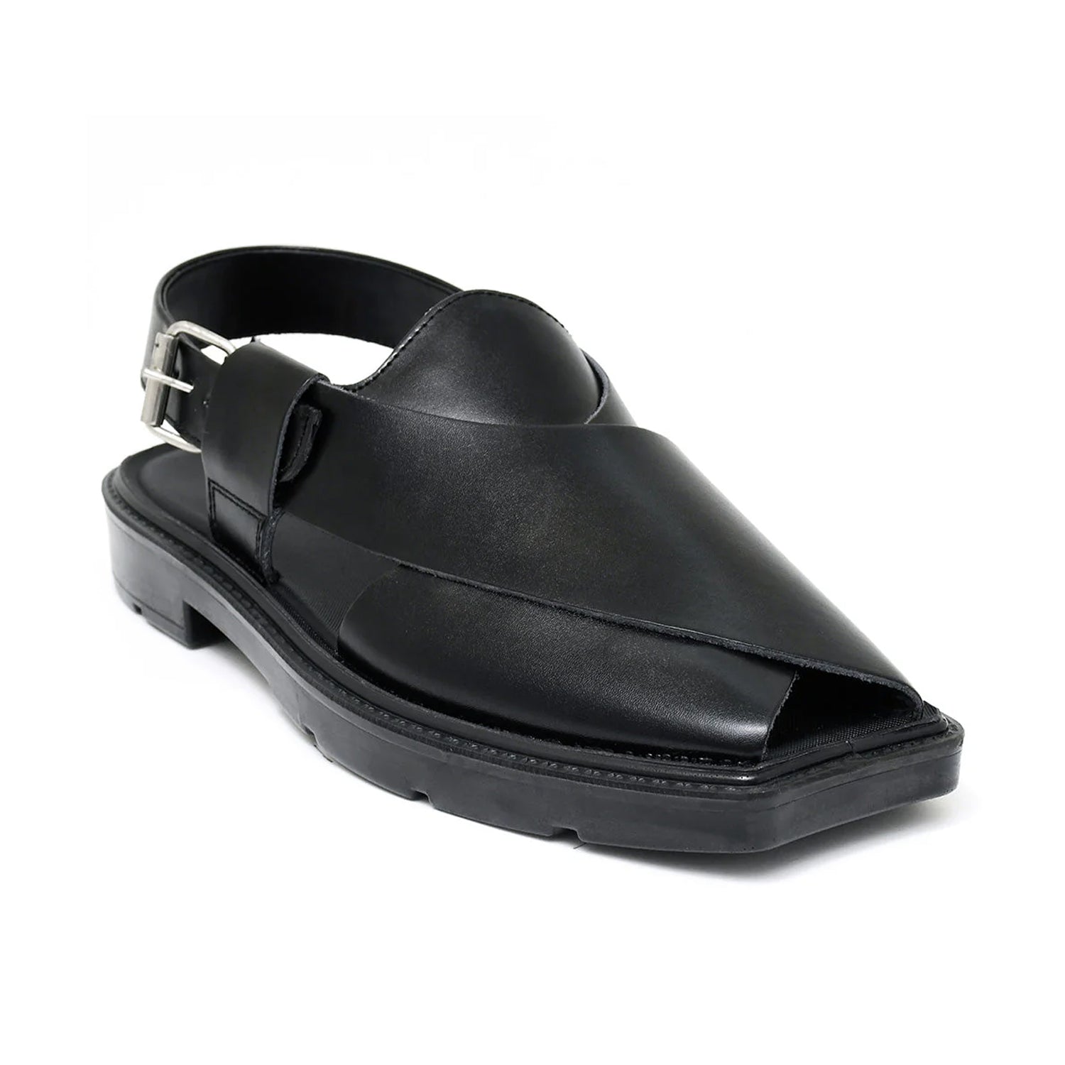 LEATHER PESHAWARI  CHAPPAL - PAHARI-002 BLACK
