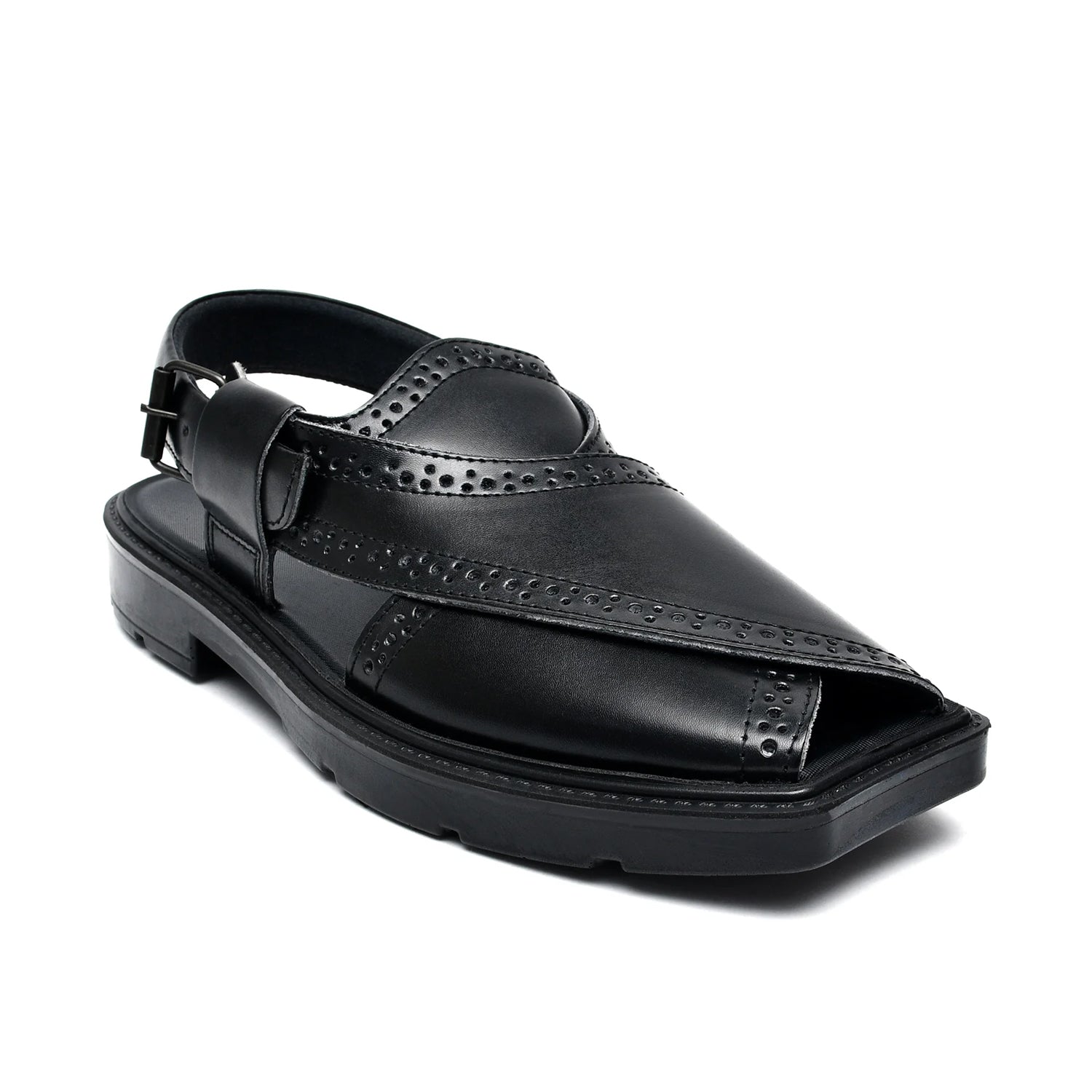 LEATHER PESHAWARI  CHAPPAL - PAHARI-005 BLACK