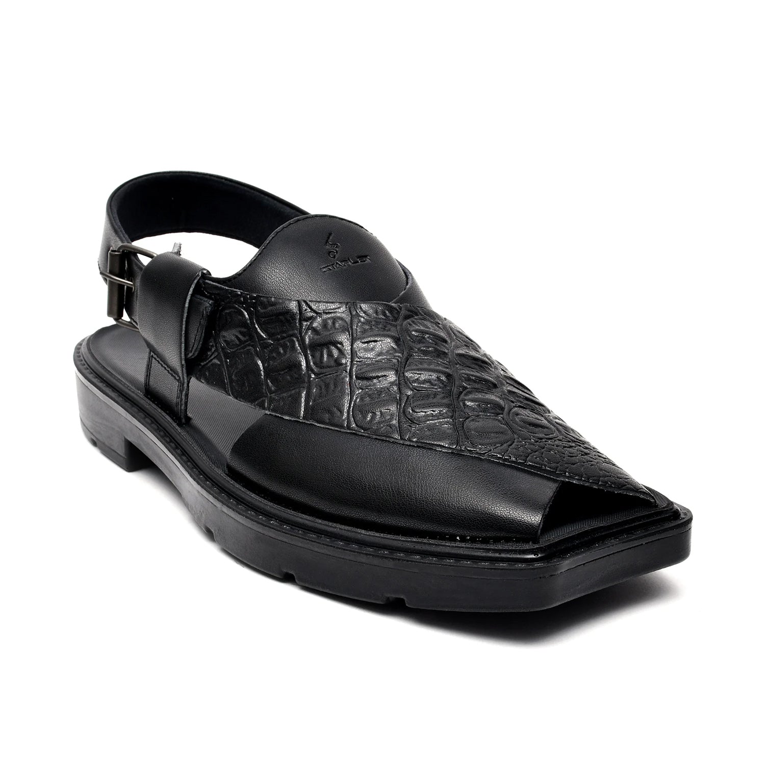 LEATHER PESHAWARI  CHAPPAL - PAHARI-008 BLACK