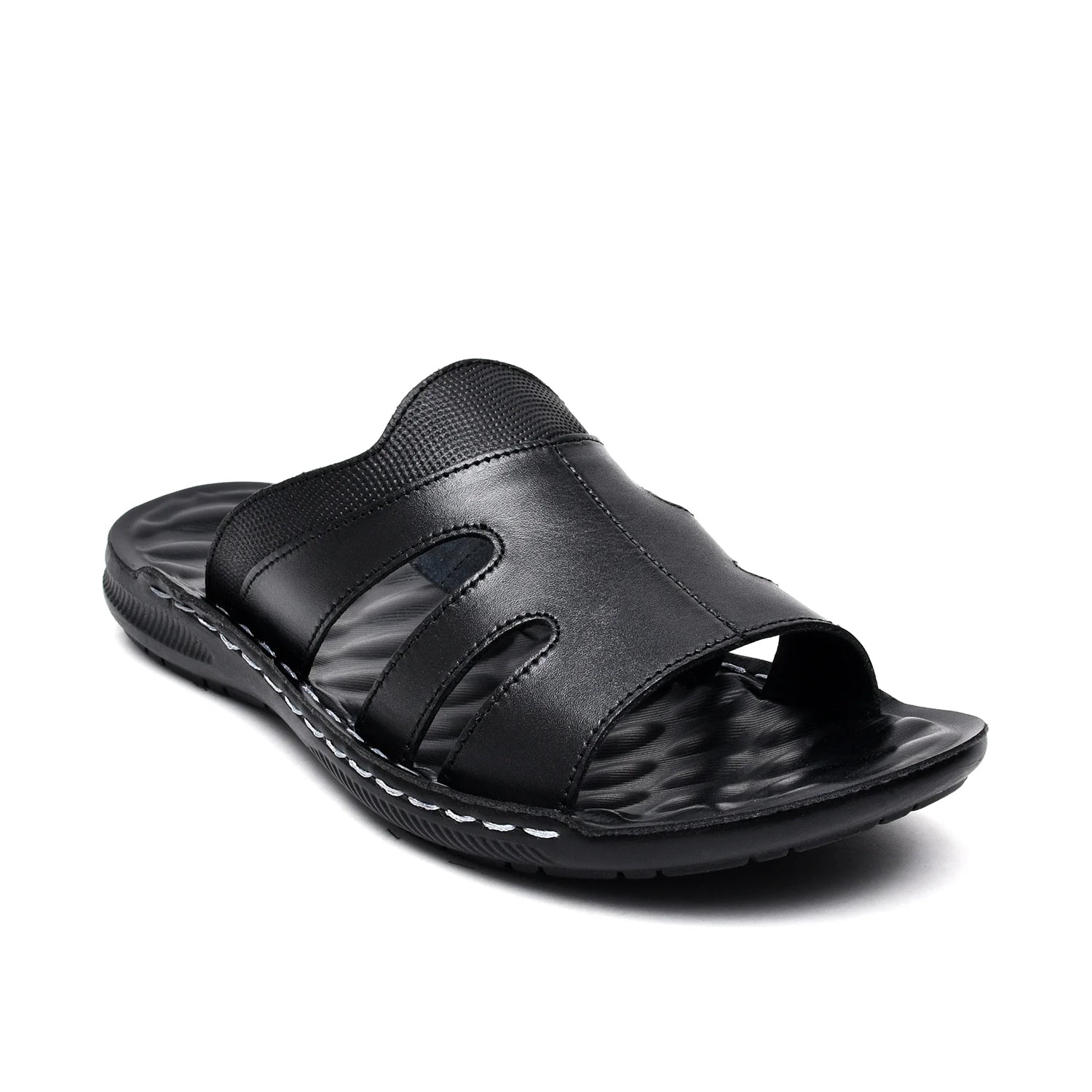 LEATHER SLIPPER - SR-1128 BLACK