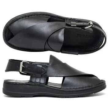 LEATHER PESHAWARI  CHAPPAL - 4006 BLACK