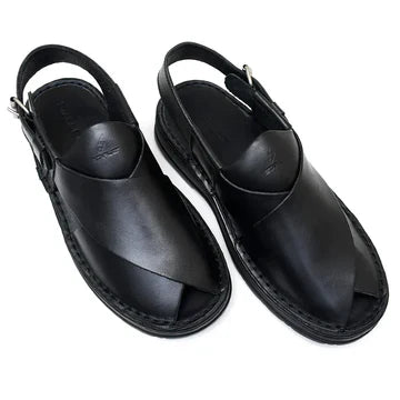 LEATHER PESHAWARI  CHAPPAL - 4006 BLACK