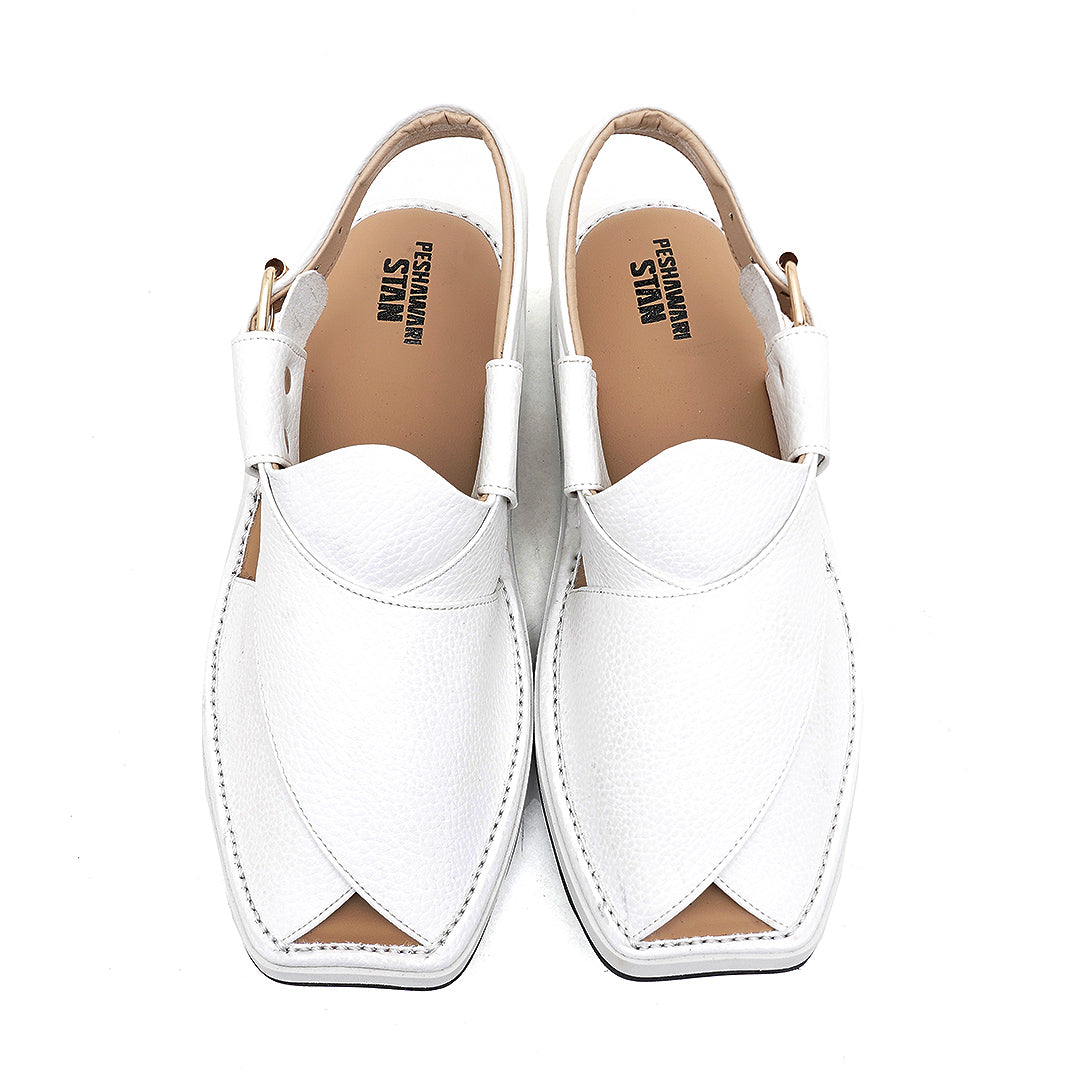 LEATHER PESHAWARI CHAPPAL - ATG0009 - WHITE