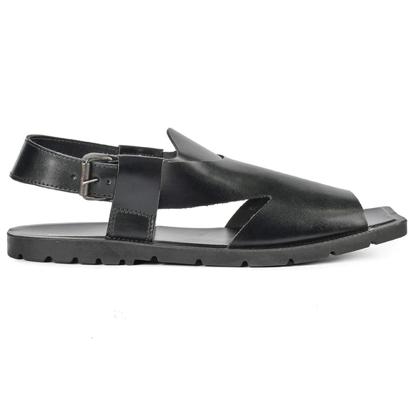 LEATHER PESHAWARI  CHAPPAL - NPT-05 BLACK