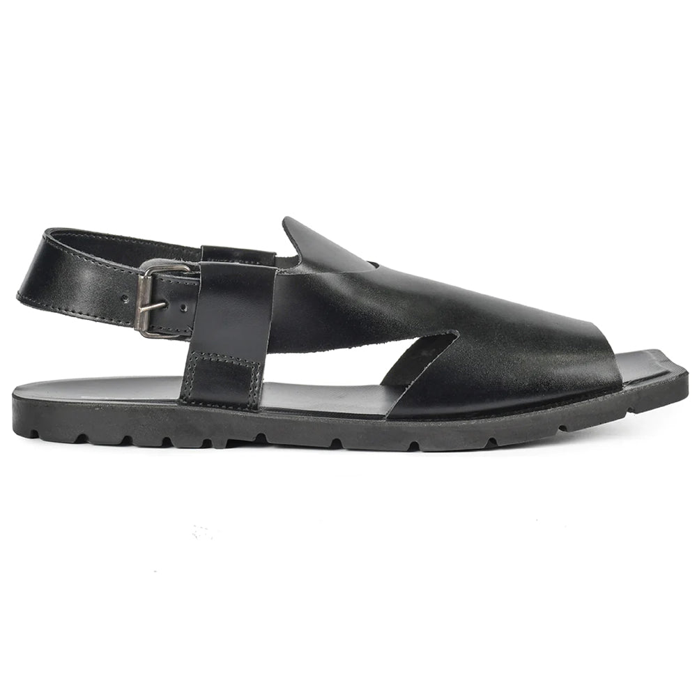 LEATHER PESHAWARI  CHAPPAL - NPT-05 BLACK
