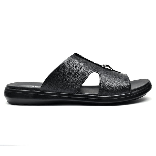 LEATHER SLIPPER - VCT-001 BLACK