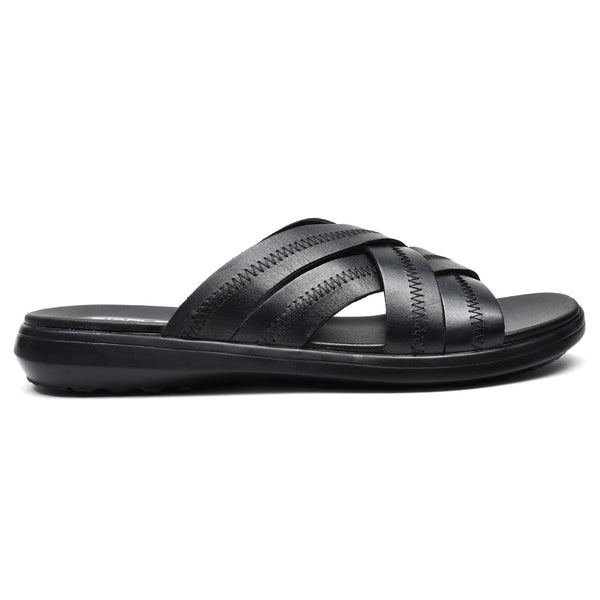 LEATHER SLIPPER - VCT-004 BLACK