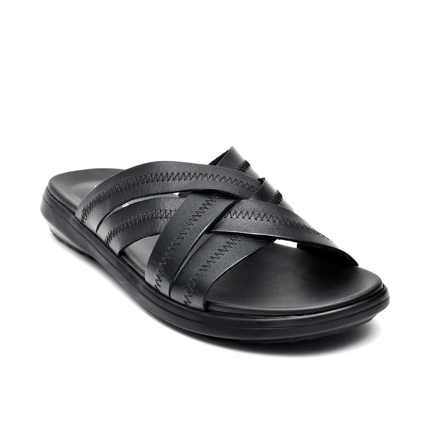 LEATHER SLIPPER - VCT-004 BLACK