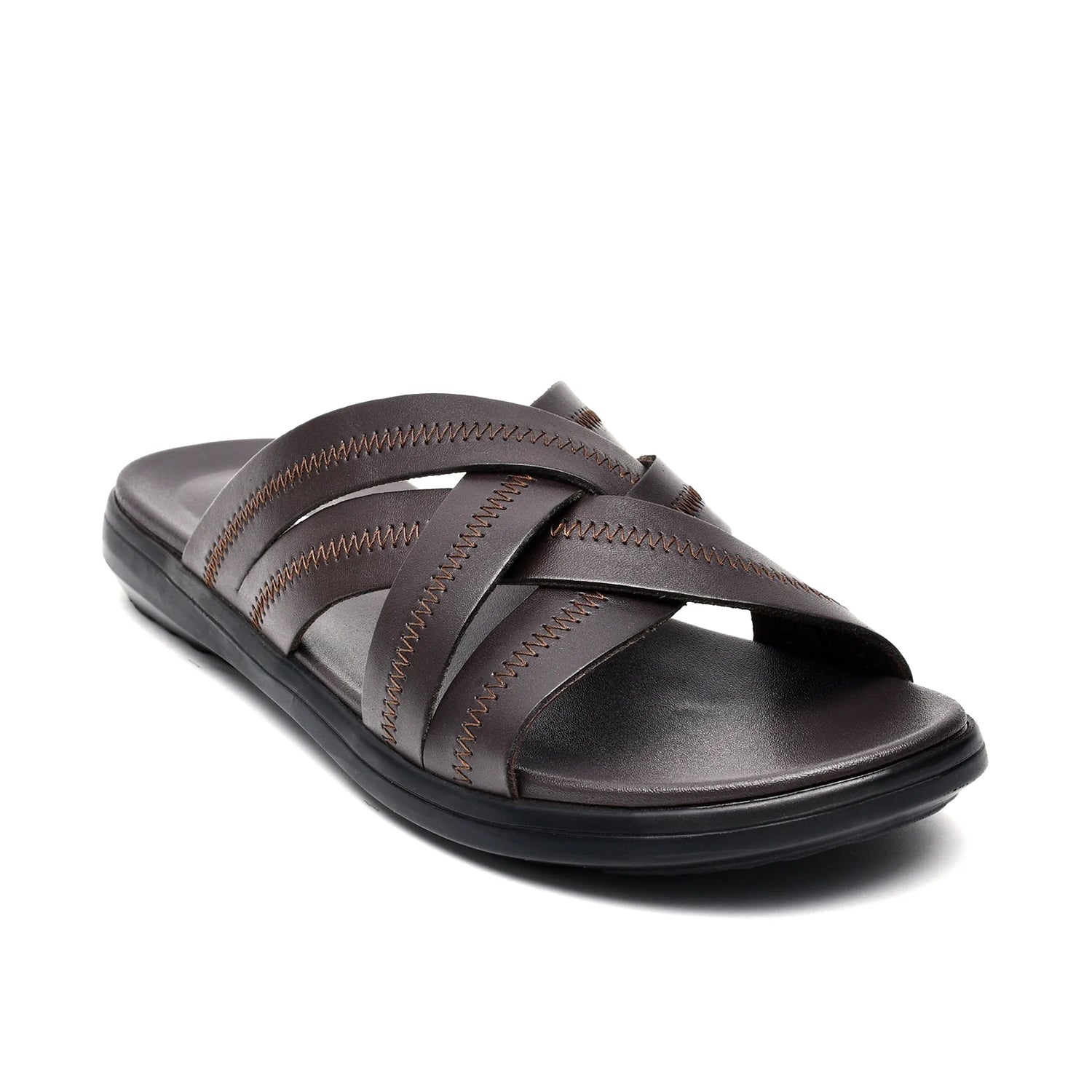 LEATHER SLIPPER - VCT-004 BROWN