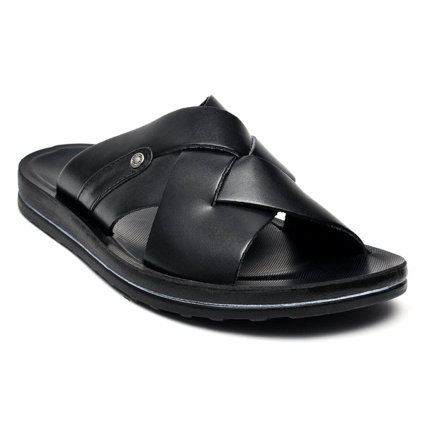 LEATHER SLIPPER - WA-1811 BLACK